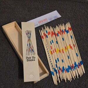 Mikado Pick Up Sticks Dexterity Game Unisex OS Tan Wooden Vintage Style Set Box